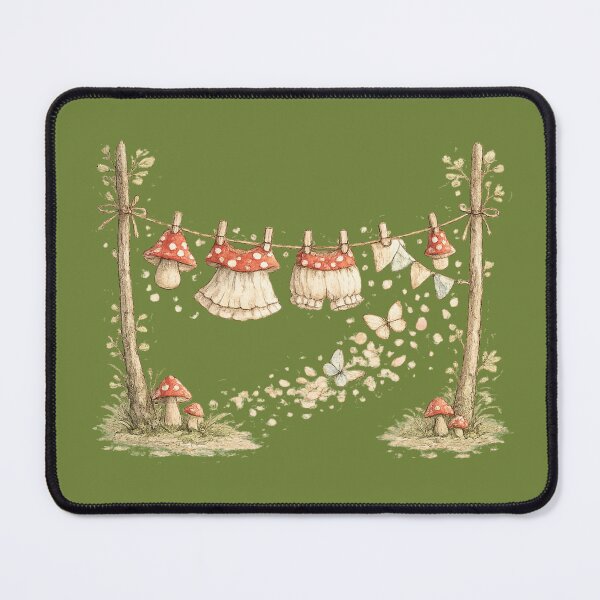 Item preview, Whimsical Mushroom Laundry Clothesline Cottagecore Watercolor designed and sold by MagicMakerPh⭐⭐⭐⭐⭐.