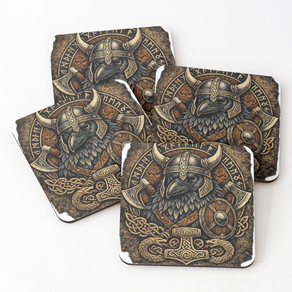 Item preview, Nordic Viking Raven with Mjolnir | Norse Mythology Vintage Design designed and sold by AMIR PRO .