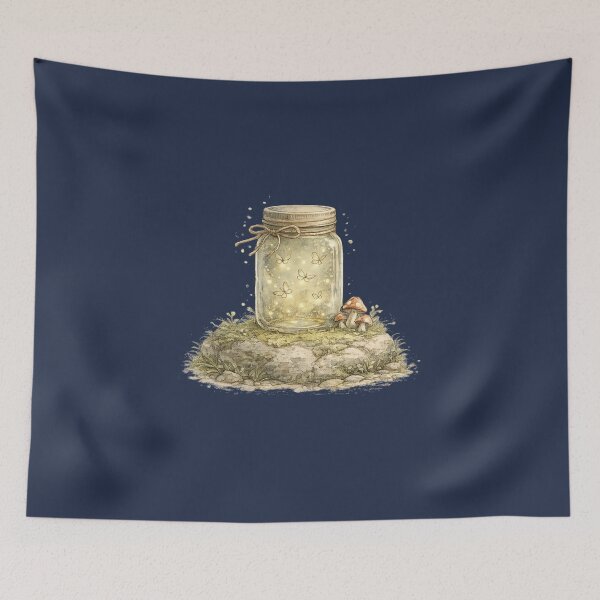 Item preview, Glowing Firefly Jar Watercolor Woodland Cottagecore  designed and sold by MagicMakerPh⭐⭐⭐⭐⭐.