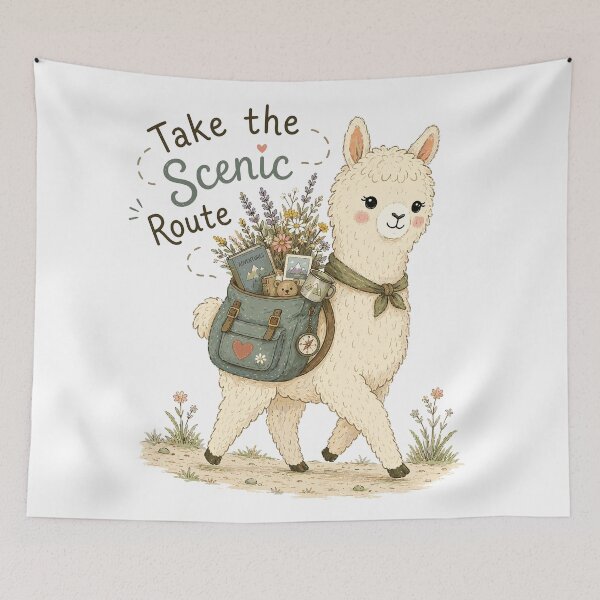 Item preview, Cozy Wanderer - Cute Smiling Alpaca Animal designed and sold by bapupa.