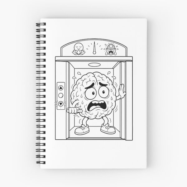 Item preview, Elevator Panic Mode Funny Brain Cartoon Social Anxiety Humor designed and sold by ComedyInkFactor.