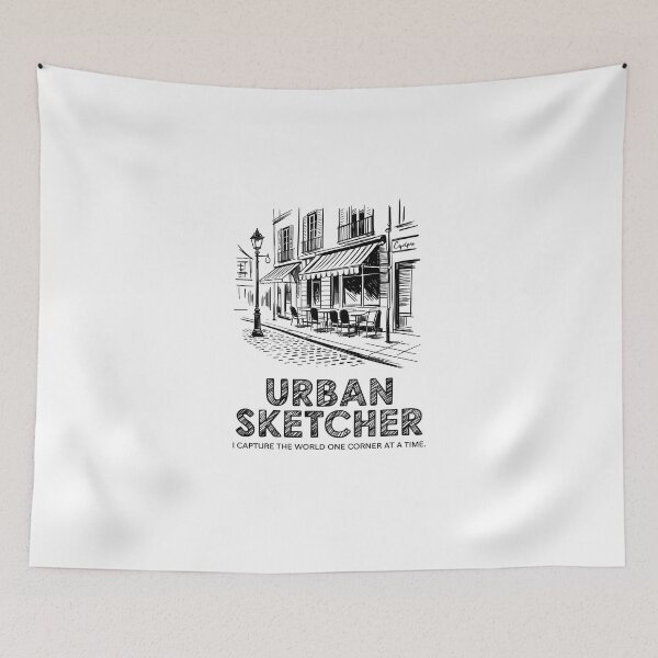 Item preview, Hand Drawn Urban Sketcher Cafe Street Architecture Illustration designed and sold by Enea Kelo.