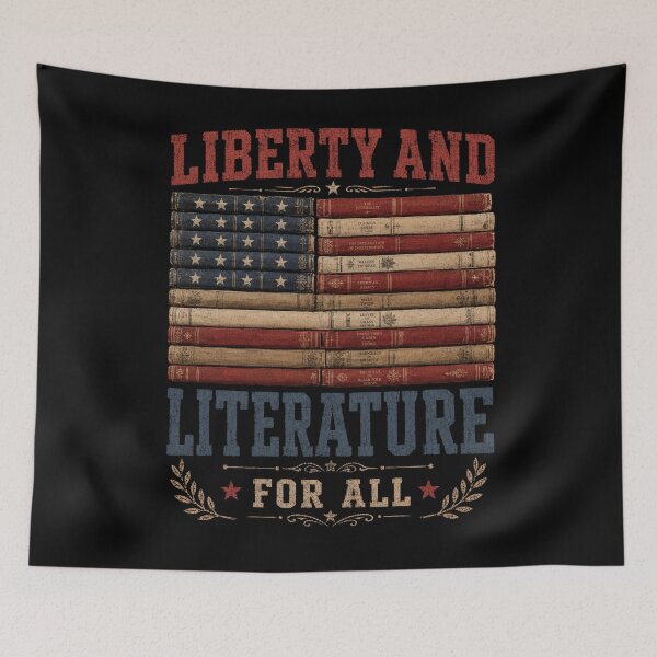 Item preview, Liberty and Literature For All Shirt | Book Lover Tshirt | Librarian Gift Shirt | Activist I Read Banned Books Gifts | Book Club Reading USA designed and sold by THREE LITTLE BEANS.