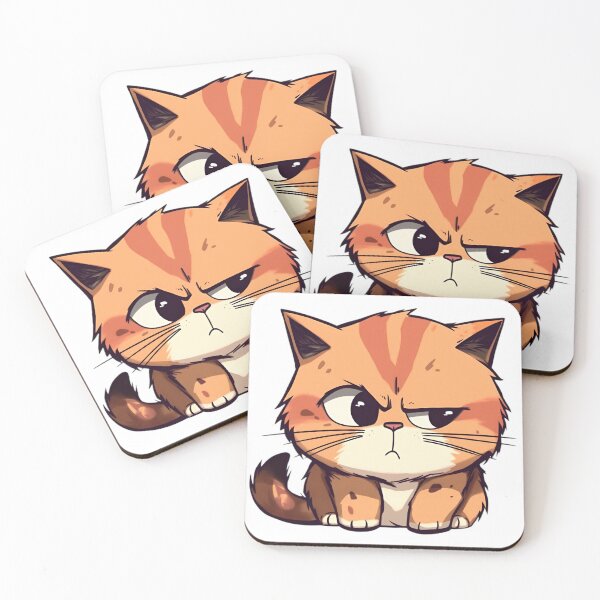 Item preview, Grumpy Kawaii Cat Sticker – Cute Angry Kitten Cartoon Design designed and sold by Dyan4.