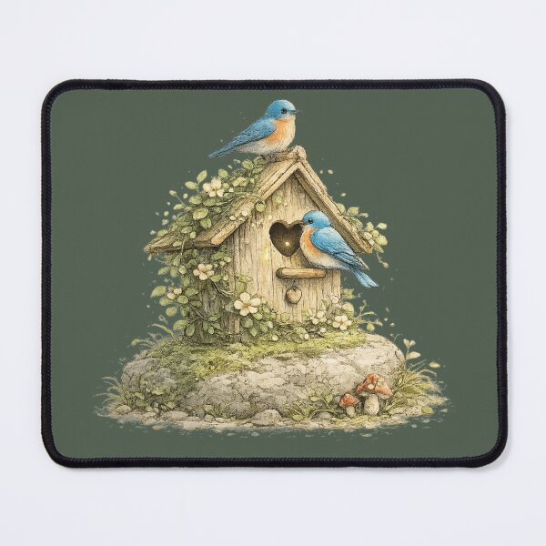 Item preview, Vine Covered Birdhouse Watercolor Bluebird Cottagecore Nature  designed and sold by MagicMakerPh⭐⭐⭐⭐⭐.