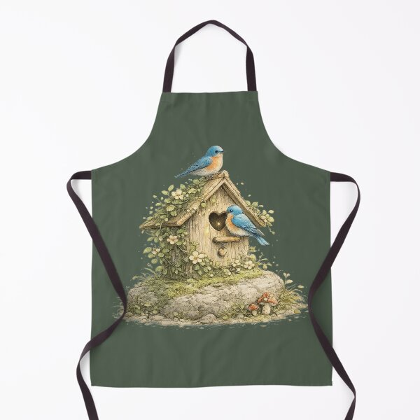 Item preview, Vine Covered Birdhouse Watercolor Bluebird Cottagecore Nature  designed and sold by MagicMakerPh⭐⭐⭐⭐⭐.