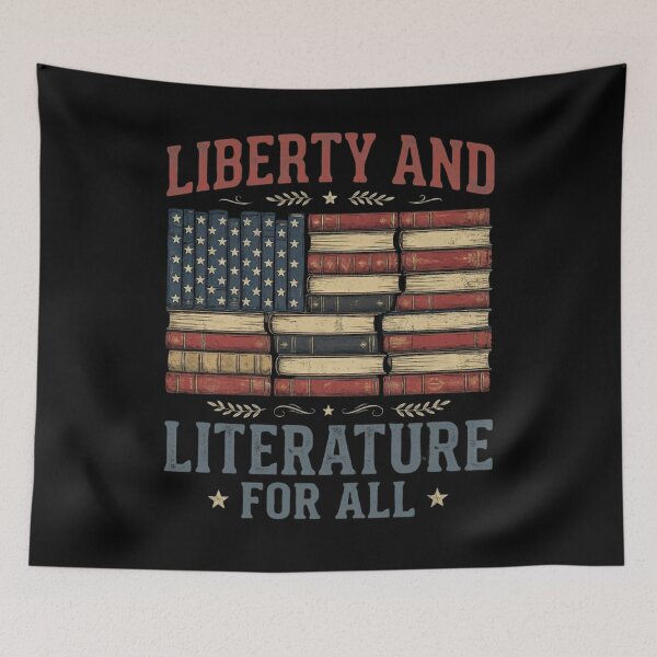 Item preview, Liberty and Literature For All Shirt | Book Lover Tshirt | Librarian Gift Shirt | Activist I Read Banned Books Gifts | Book Club Reading USA designed and sold by THREE LITTLE BEANS.