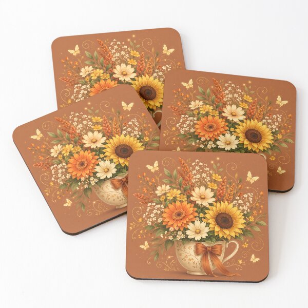 Item preview, Vibrant Autumn Floral Bouquet in Vintage Teacup  designed and sold by Jaideep Walia.