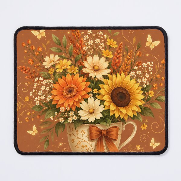 Item preview, Vibrant Autumn Floral Bouquet in Vintage Teacup  designed and sold by Jaideep Walia.