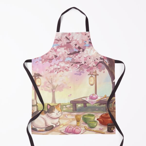 Item preview, Japanese Spring Picnic: Sleeping Cat, Sakura Tree & Matcha Tea designed and sold by hattie's.