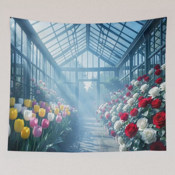 Item preview, Sunlit Greenhouse with Tulips and Roses designed and sold by Pioneer Spirit Market.