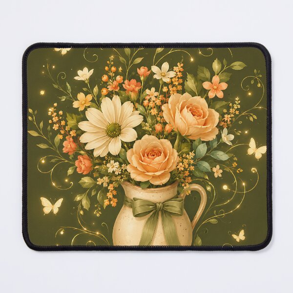 Item preview, Vintage Sage Green Floral Bouquet in Pitcher Vase designed and sold by Jaideep Walia.