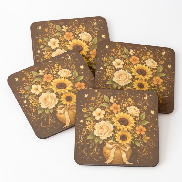 Item preview, Golden Autumn Floral Bouquet in Vintage Vase  designed and sold by Jaideep Walia.