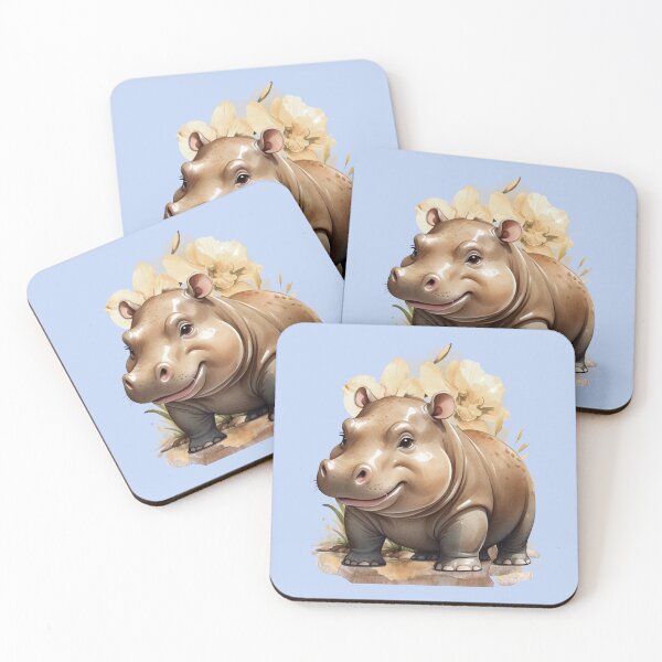 Item preview, Cute Baby Hippo – Kawaii Watercolor Hippopotamus. designed and sold by NewtBoo.