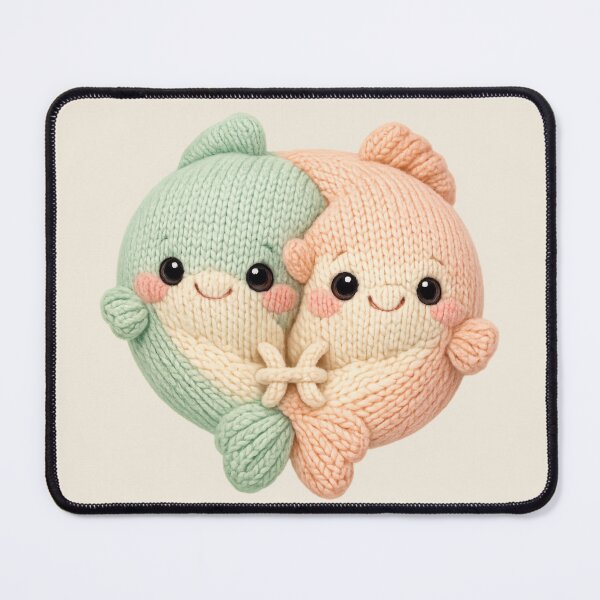 Item preview, Cute Pisces Fish Plush Zodiac Nursery | Kawaii Knitted Astrology Art designed and sold by Moons Studio.