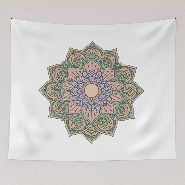 Item preview, Boho Pastel Floral Mandala – Decorative Radial Symmetry Art designed and sold by DoodleIntricate.