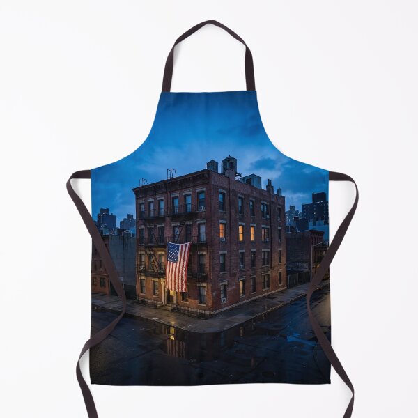 Item preview, City Apartment Building With American Flag designed and sold by Home Decor Art.