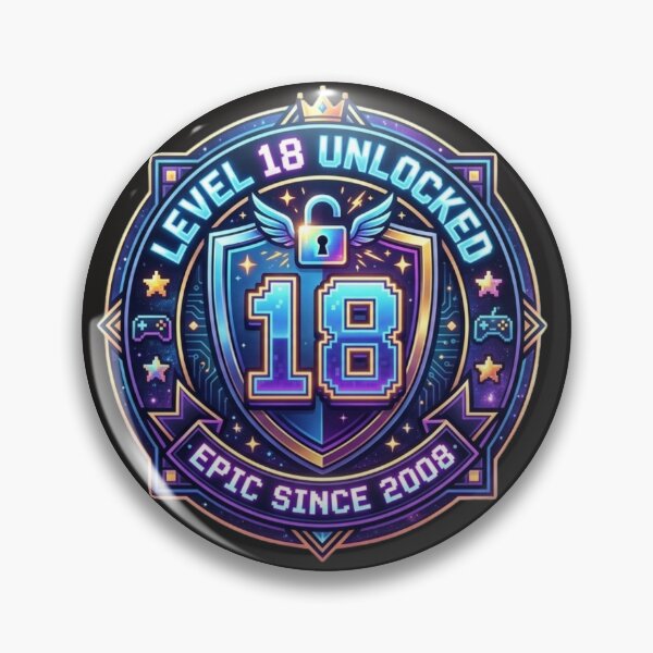 Item preview, Title: Level 18 Unlocked Epic Since 2008 - 18th Birthday Gamer Sticker designed and sold by alalame.