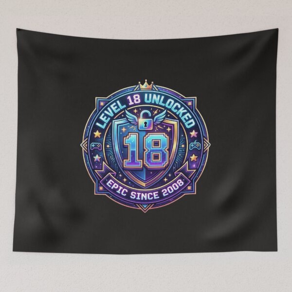Item preview, Title: Level 18 Unlocked Epic Since 2008 - 18th Birthday Gamer Sticker designed and sold by alalame.