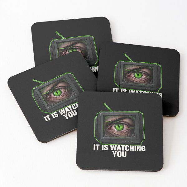 Item preview, It Is Watching You, Horror TV Eye Reptile Neon Green Conspiracy designed and sold by CryptReel.