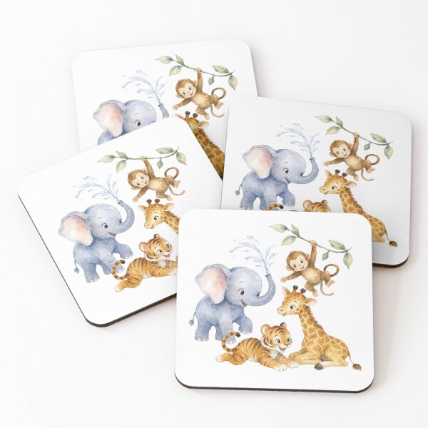 Item preview, Playful Safari Animal Friends | Giraffe Elephant Monkey Tiger Nursery Art designed and sold by PAPIRO SIGLO XXI.