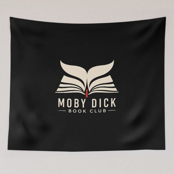 Item preview, Moby Dick Book Club Minimalist Open Book Whale Tail Art designed and sold by Fenay Designs.