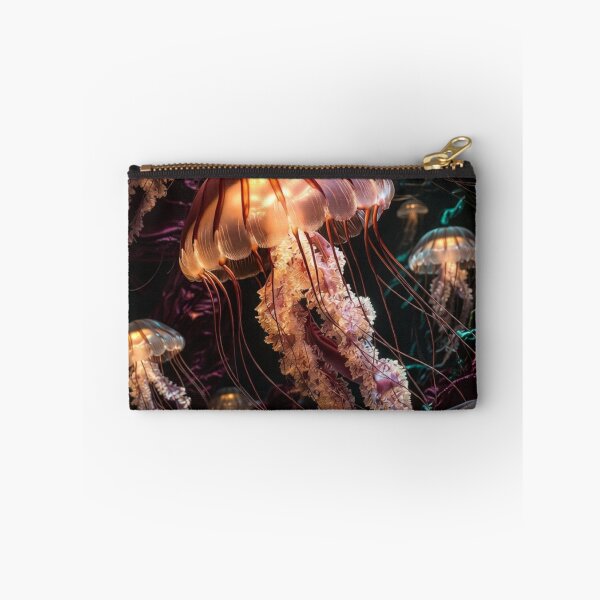 Item preview, Golden Bioluminescent Jellyfish Underwater Fantasy designed and sold by IntelliMindDesigns.