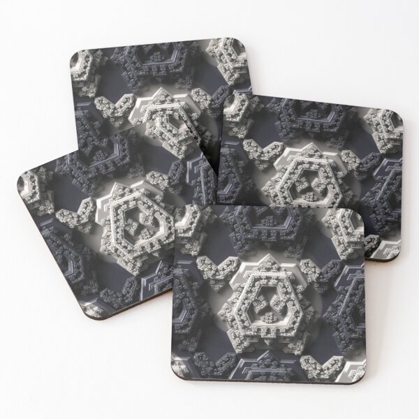 Item preview, 3D Embossed Charcoal Silver Geometric Fractal designed and sold by IntelliMindDesigns.