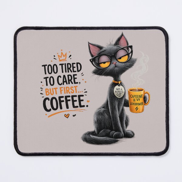 Item preview, My Coffee, My Rules – Grumpy Black Cat | Funny Coffee Lover Shirt designed and sold by aminomen.