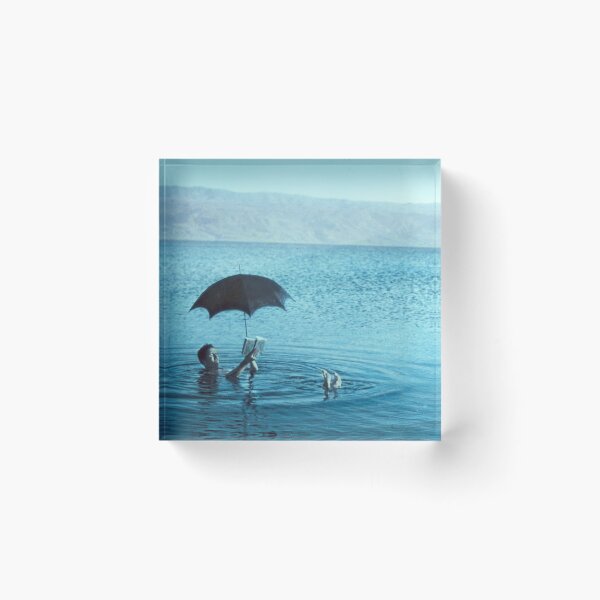 Item preview, Vintage Man with book and sunshade floating to show buoyancy of the Dead Sea photograph designed and sold by Jéanpaul  Ferro.