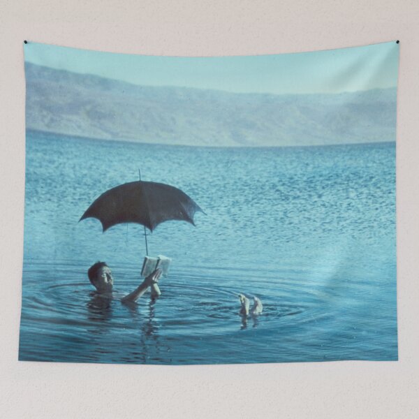 Item preview, Vintage Man with book and sunshade floating to show buoyancy of the Dead Sea photograph designed and sold by Jéanpaul  Ferro.