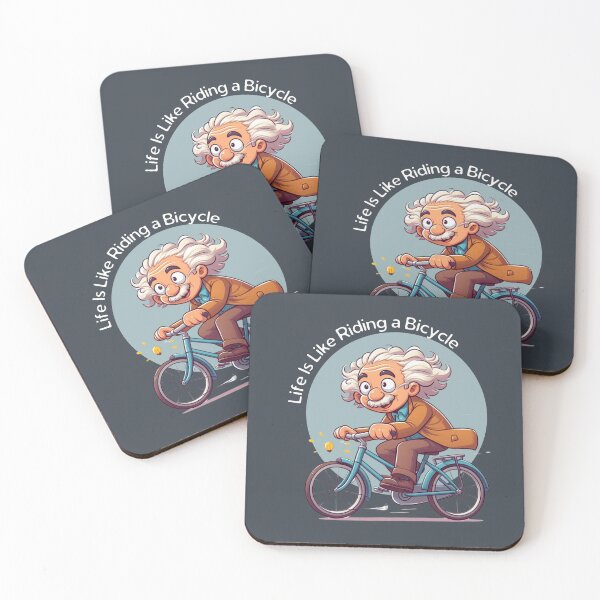 Item preview,  "Life Is Like Riding a Bicycle" Einstein (Blue background) designed and sold by MusesWhispers.