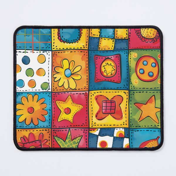 Item preview, Colorful Quilt Patchwork Vintage Folk Art Floral Star Abstract Bohemian Streetwear Pattern designed and sold by DesignArtist.ia.