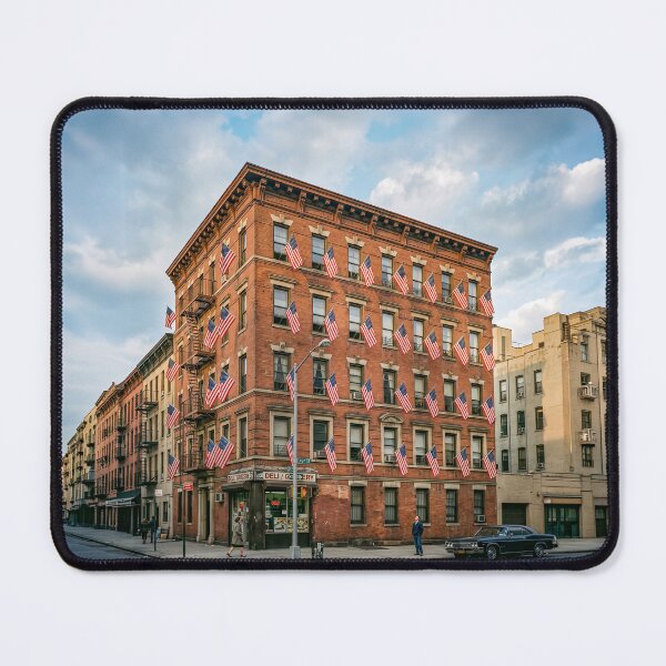 Item preview, City Apartment Building With American Flags designed and sold by Home Decor Art.