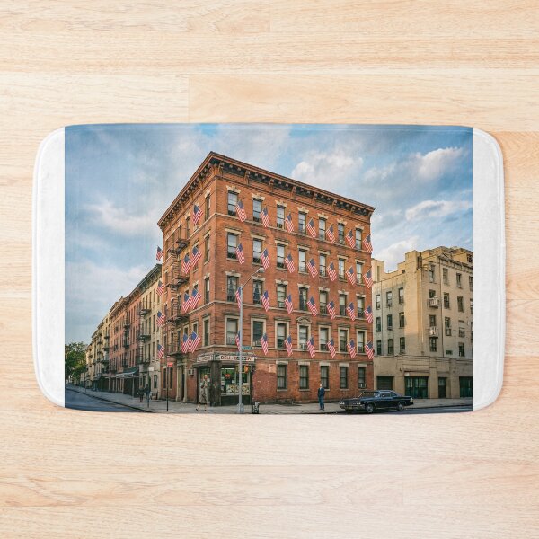 Item preview, City Apartment Building With American Flags designed and sold by Home Decor Art.