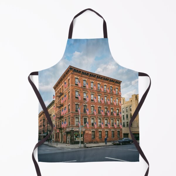 Item preview, City Apartment Building With American Flags designed and sold by Home Decor Art.
