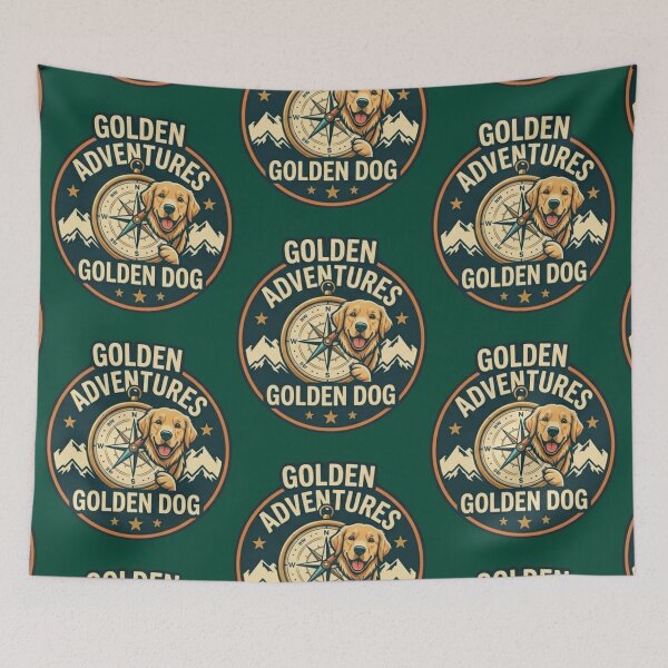Item preview, Golden Retriever Adventures Compass Mountain Hiking Dog designed and sold by thoughtswear.