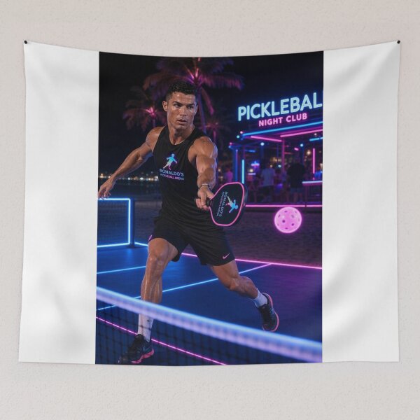 Item preview, Cristiano Ronaldo Neon Pickleball Night Club Art designed and sold by mo-carnival.