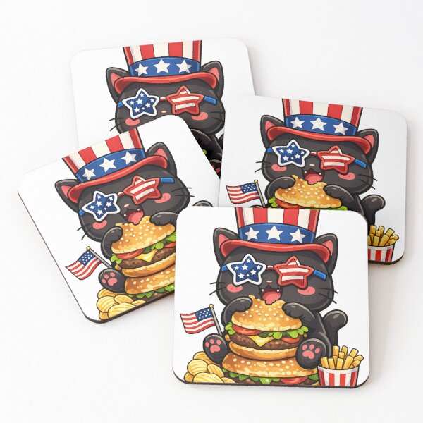 Item preview, Patriotic Black Cat Eating Burger designed and sold by     NovaCraft.