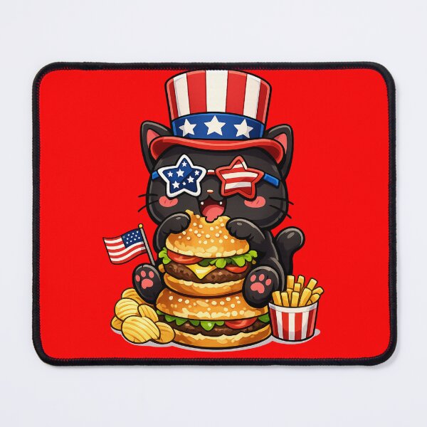 Item preview, Patriotic Black Cat Eating Burger designed and sold by     NovaCraft.