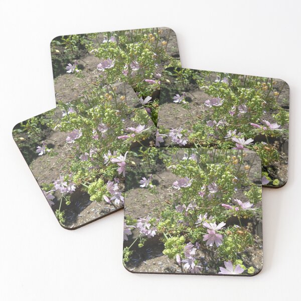 Item preview, Delicate Pink Mallow Flowers in a Sunny Garden designed and sold by PhuongVoArt.