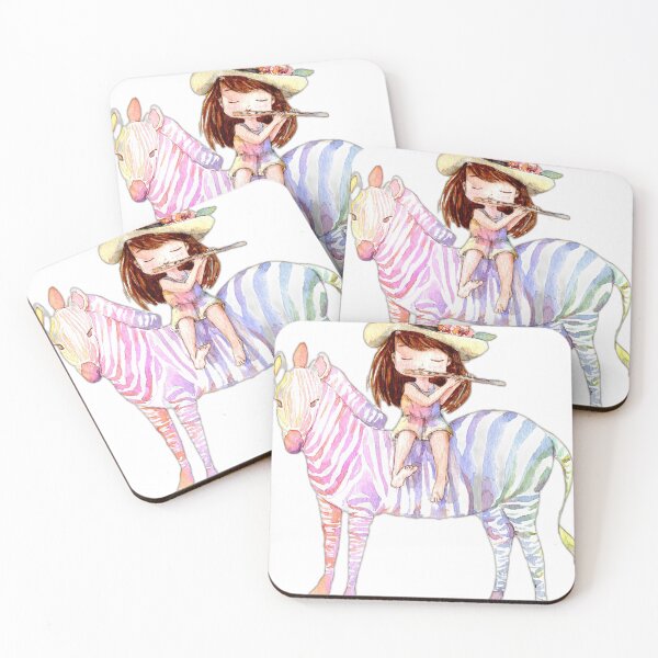 Item preview, Cute Girl Riding a Pastel Zebra designed and sold by DailyDoodlesBySumbul.