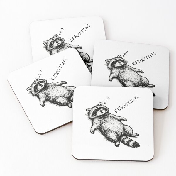 Item preview, Rebooting Raccoon – Low Battery Mood designed and sold by moodiecatshop.
