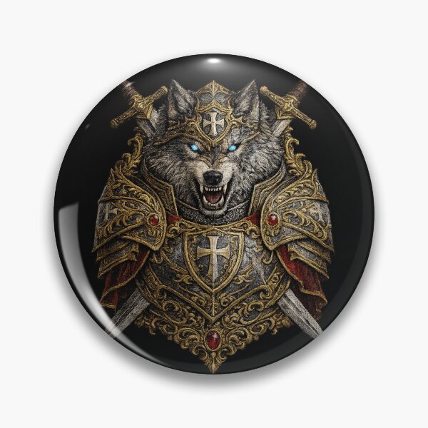 Item preview, Templar Wolf Knight Embroidery | Medieval Warrior Crest Luxury Gothic Design designed and sold by Emoji Emblems.