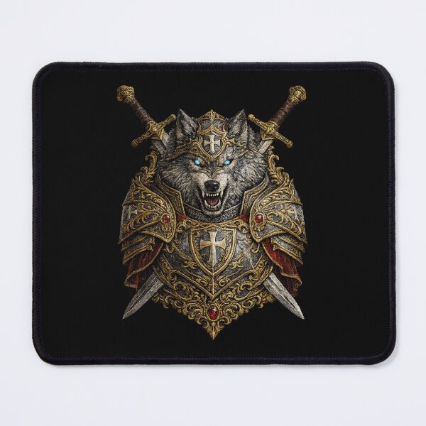 Item preview, Templar Wolf Knight Embroidery | Medieval Warrior Crest Luxury Gothic Design designed and sold by Emoji Emblems.