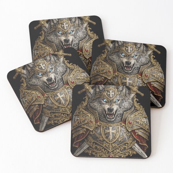 Item preview, Templar Wolf Knight Embroidery | Medieval Warrior Crest Luxury Gothic Design designed and sold by Emoji Emblems.