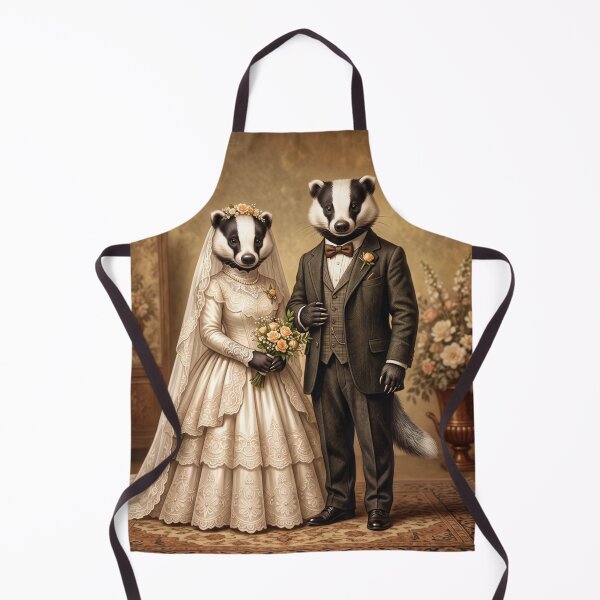 Item preview, Vintage Victorian Badger Couple Woodland Wedding Portrait designed and sold by Englandbear.