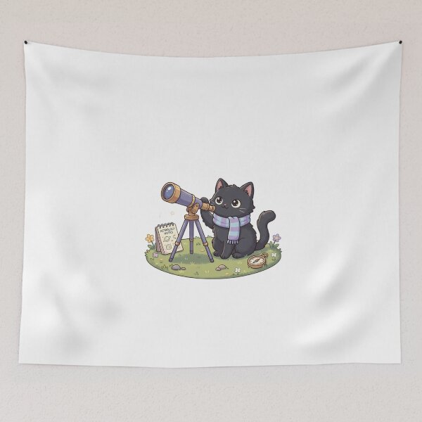 Item preview, Cute Black Cat Stargazing designed and sold by MzulhilmiZam.