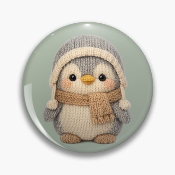 Item preview, Cute Knitted Penguin Plush | Kawaii Cottagecore Knitted Animal Art designed and sold by PopCulturePixel.
