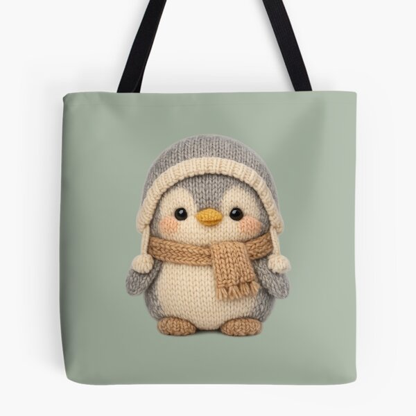 Item preview, Cute Knitted Penguin Plush | Kawaii Cottagecore Knitted Animal Art designed and sold by PopCulturePixel.